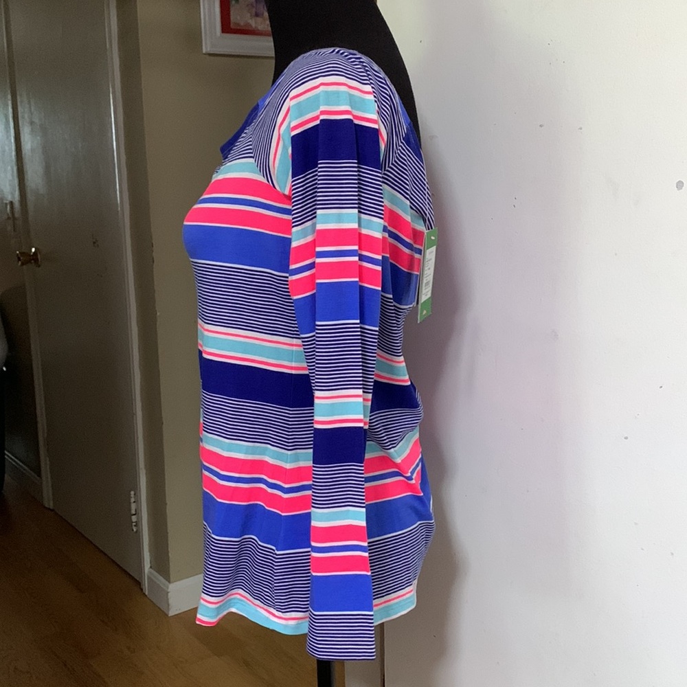 Lilly Pulitzer Audelia off shoulder top  Kaleidoscope Jungle Stripe size L - Picture 5 of 7